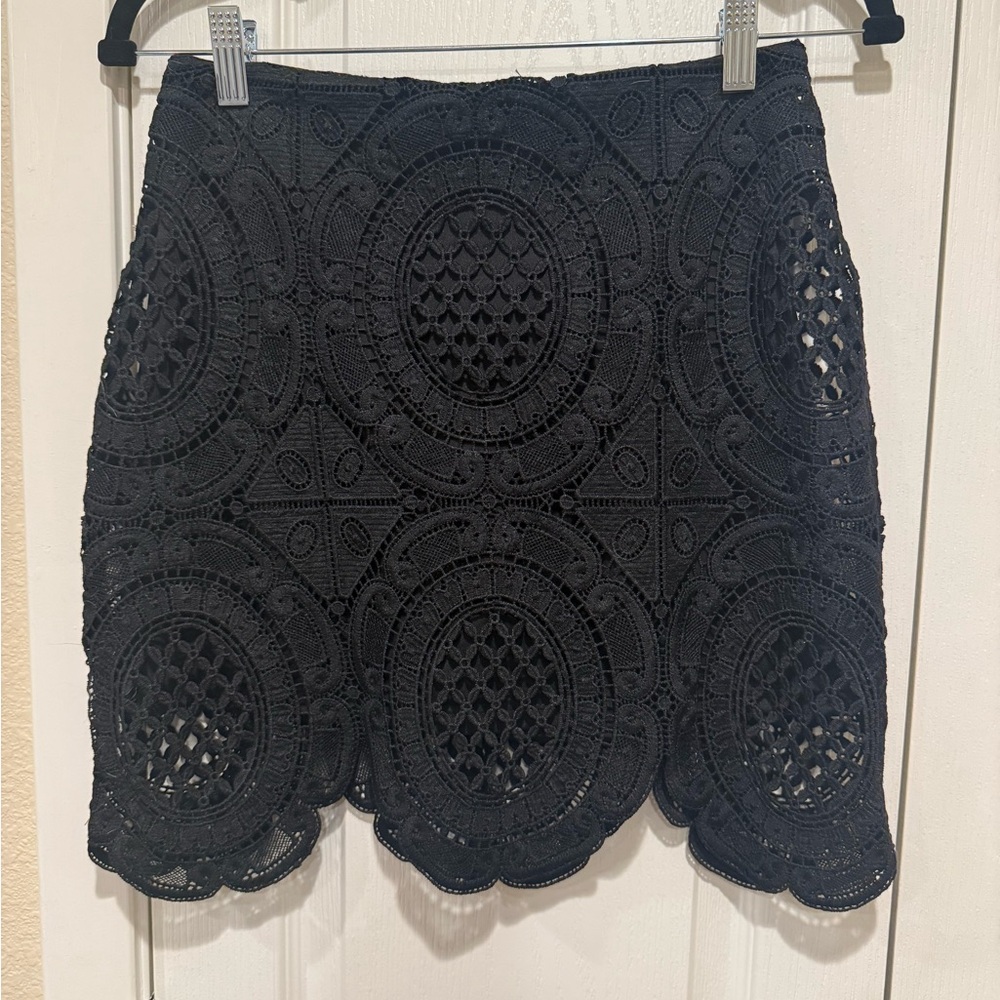 New w/o Tags Scalloped Black Lace Skirt